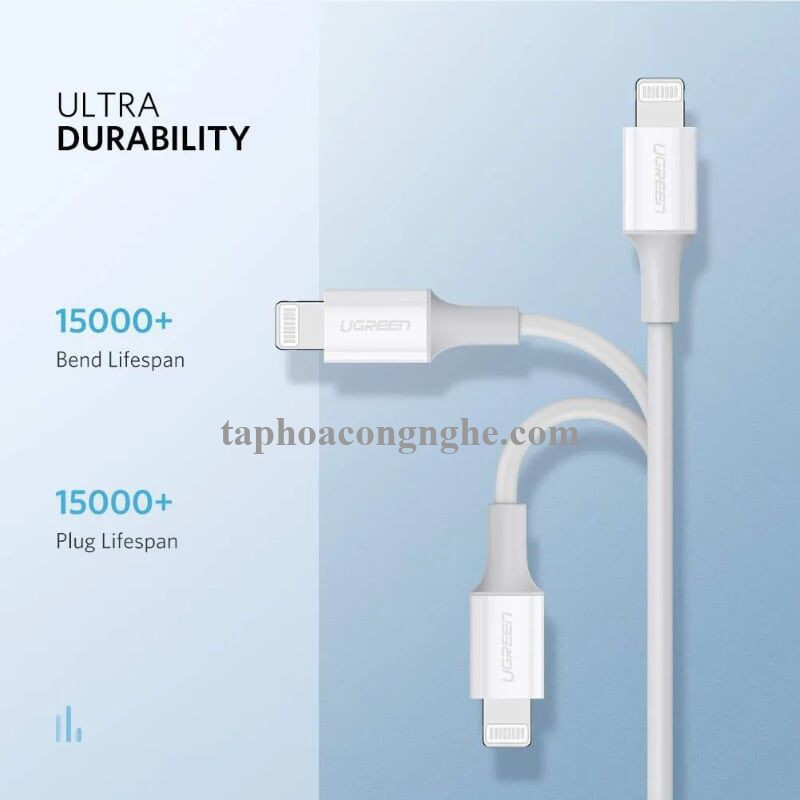 Ugreen 60747 0.5M màu Trắng Cáp sạc + truyền dữ liệu Lightning sang Type C US171 30060747